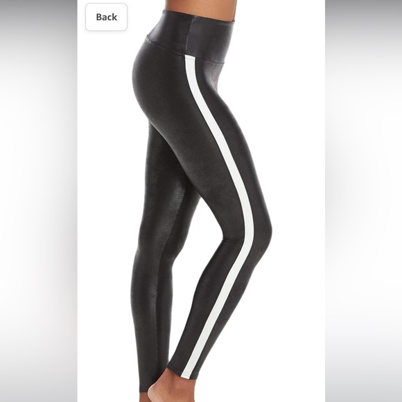 SPANX Faux Leather Leggings for Women Tummy Control with Side Stripe - Picture 5 of 5